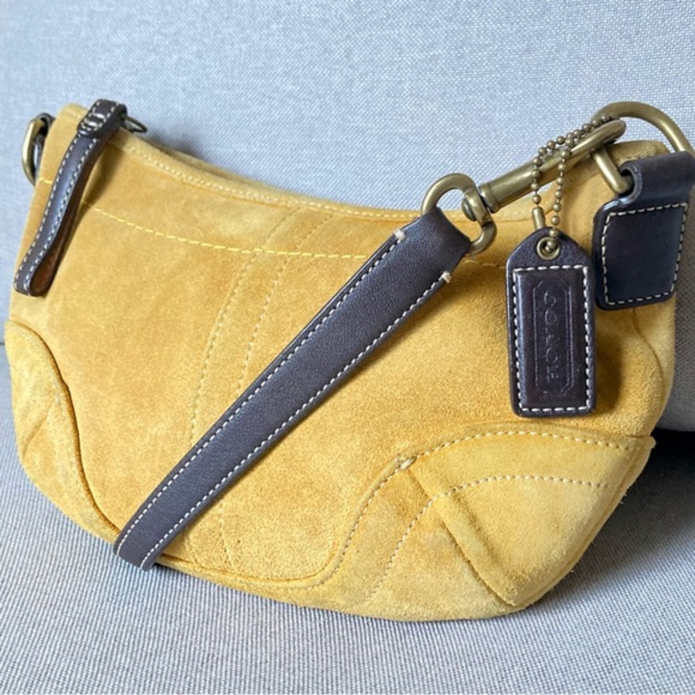 Vintage Coach Soho 4284 Suede Hobo Bag | Mustard Suede | Y2K Archive - Picture 1 of 8